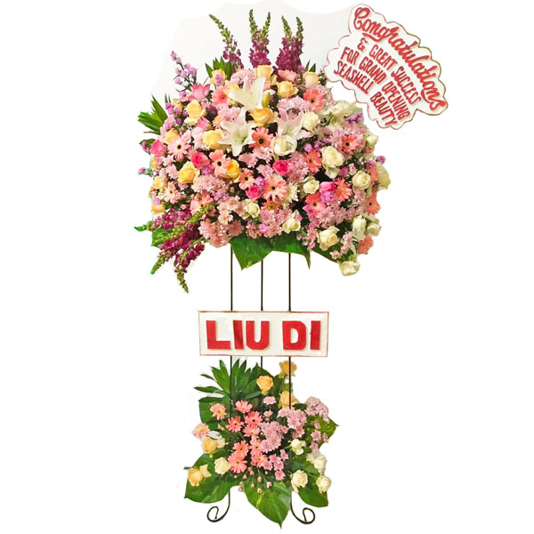 standing flower ucapan selamat grand opening pembukaan cabang baru seashell-beauty